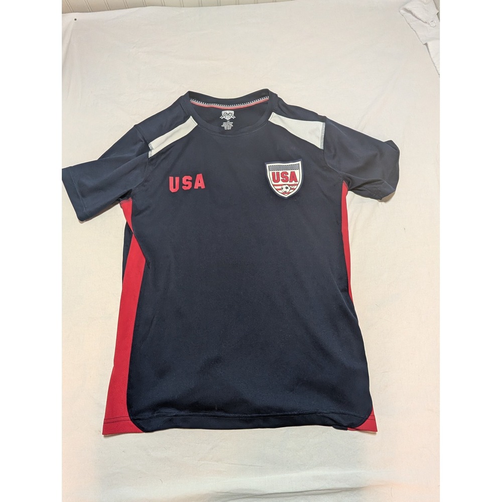 Striker Soccer 10 USA Jersey Navy Blue Red Training Shirt GS-3083U Small